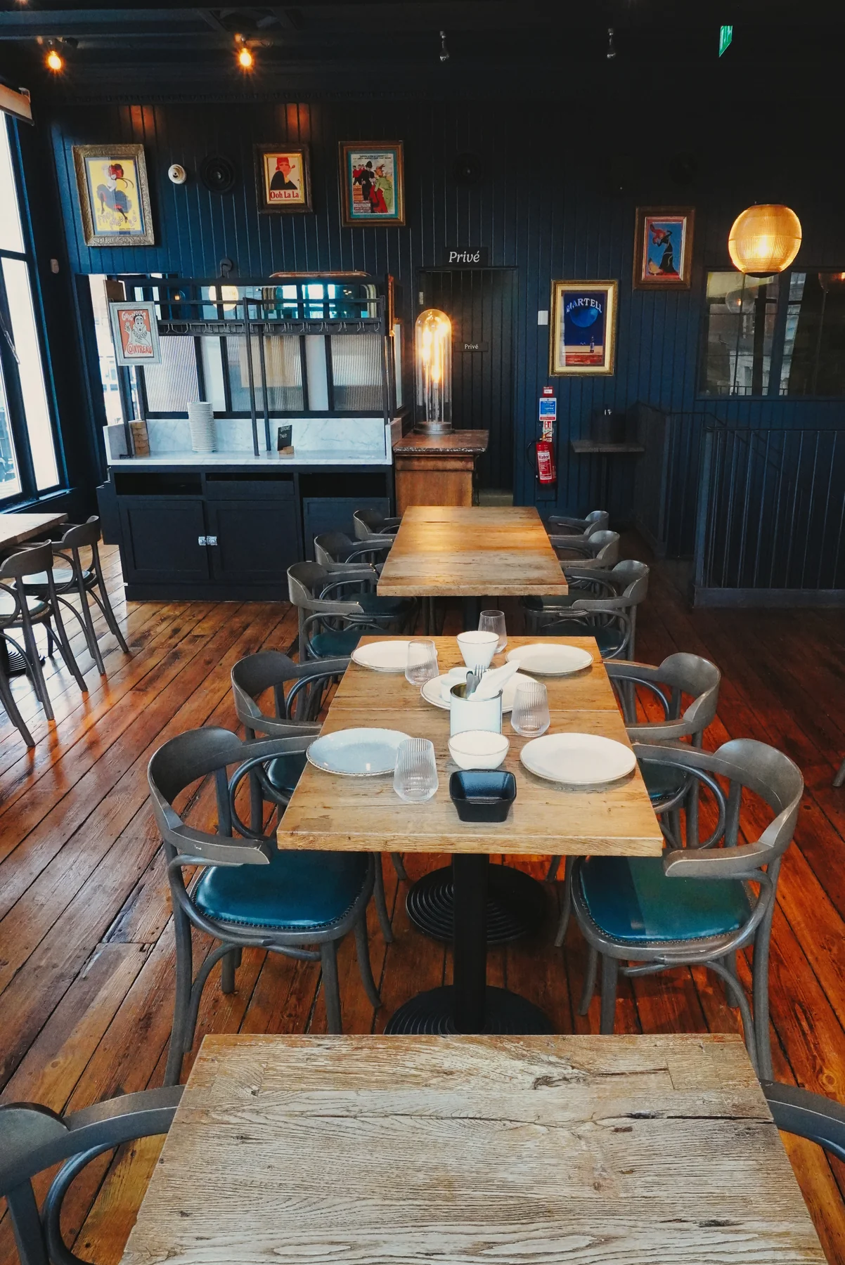 Dining tables leading towards the bar